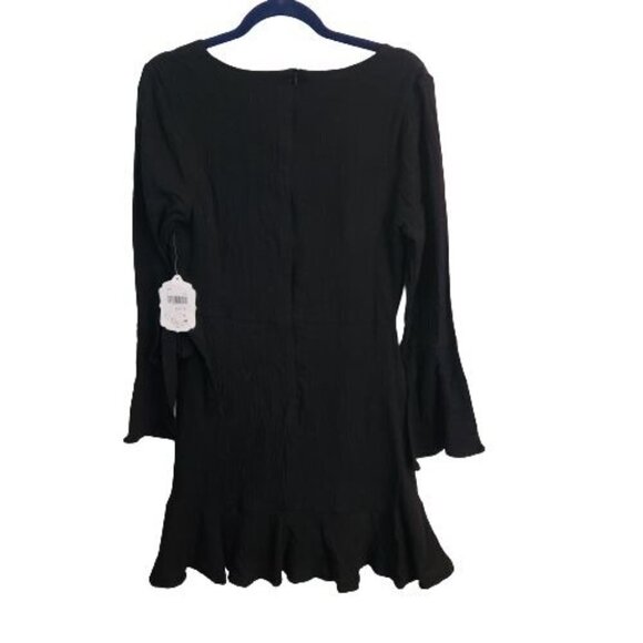 Altar'd State NWT Black V Neck Ruffle Tie Witchcore Mini Dress Size S - Picture 2 of 7